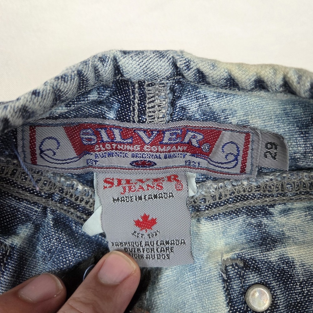 Silver Jeans Co Vintage Y2K Flare Leg Distressed Bleach Wash Cargo Jeans 29 - Picture 2 of 12